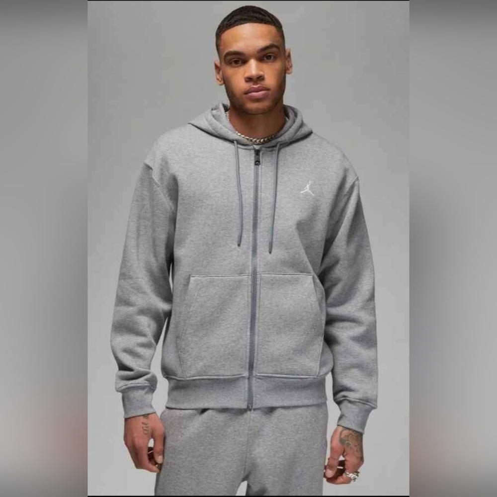AIR JORDAN ESSENTIAL FLEECE FULL_ZIP HOODIE GREY MEN'S US SIZE LARGE NEW IN BAG